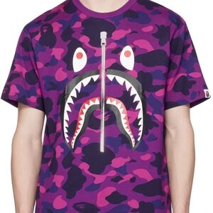 Fall/Winter 2023 BAPE Color Camo Shark Tee in Purple Size L